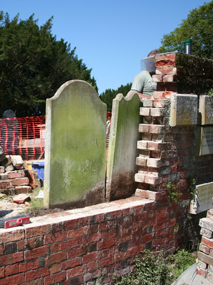 Christchurch Priory during repairs in the churchyard