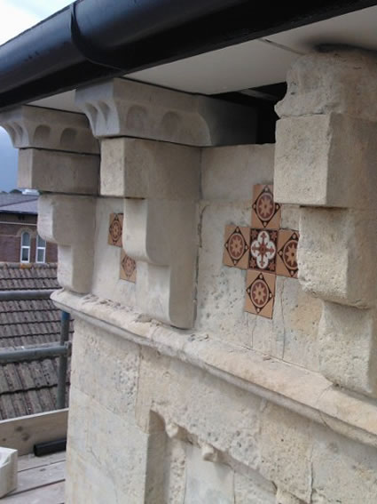 Bath stone repairs in progress on Grade II listed townhouse